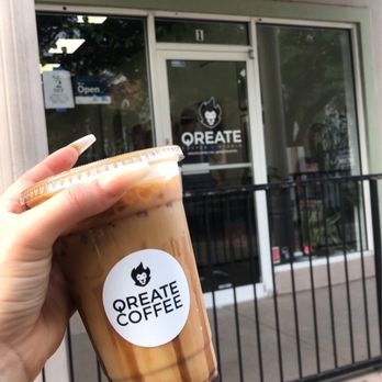 Qreate Coffee + Studio - Iced Tiger Latte with Oat Milk - Coffee & Tea Near Me - Orlando, Florida