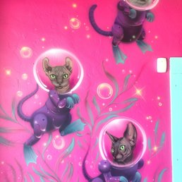 Underwater cats of the mural Underwater cats of the mural