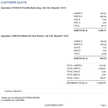 Putnam Mazda - $360 dollars to unscrew a maf sensor and put in a new one? Scam. - Car Dealers Near Me - Burlingame, California Putnam Mazda - $360 dollars to unscrew a maf sensor and put in a new one? Scam. - Car Dealers Near Me - Burlingame, California