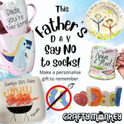 Crafty Monkey Pottery Studio - Fathers Day Gift Ideas: Hand Painted Ceramics and Baby Prints on Pottery