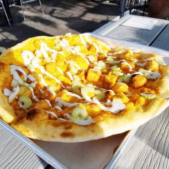 Plant City - Double Zero: buffalo "chicken" pizza ~ crispy tofu bites, buffalo sauce, blue cheese cashew dressing with celery bits. - Speakeasies Near Me - Providence, Rhode Island Plant City - Double Zero: buffalo "chicken" pizza ~ crispy tofu bites, buffalo sauce, blue cheese cashew dressing with celery bits. - Speakeasies Near Me - Providence, Rhode Island