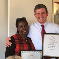 ACC Family - One of our caregivers, Paulina, winning the "Caregiver of the Month" award AND being recognized for 3 years of dedicated work to our team.