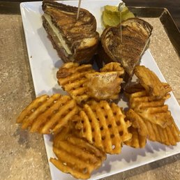 Patty melt and waffle fries Patty melt and waffle fries