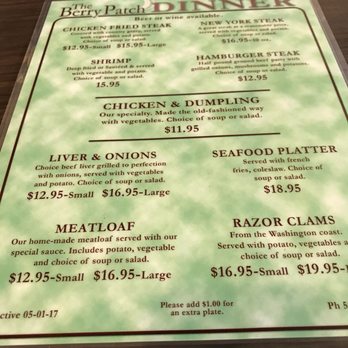The Berry Patch - Dinner Menu - Breakfast & Brunch Near Me - Westport, Oregon The Berry Patch - Dinner Menu - Breakfast & Brunch Near Me - Westport, Oregon