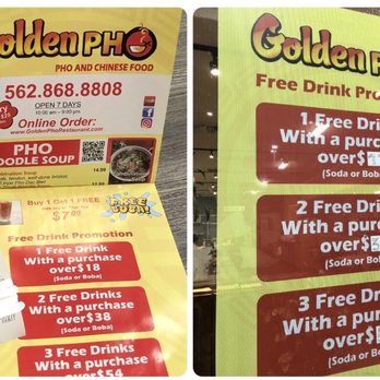 Golden Pho - Can't believe the girl didn't give us free drinks coz we are short .56 cents - Chinese Near Me - Norwalk, California Golden Pho - Can't believe the girl didn't give us free drinks coz we are short .56 cents - Chinese Near Me - Norwalk, California