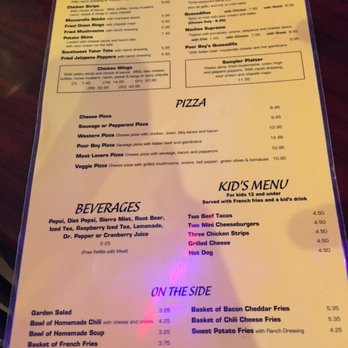 Poor Boy's Pub - Menu side 2 - Pubs Near Me - Montgomery, Illinois