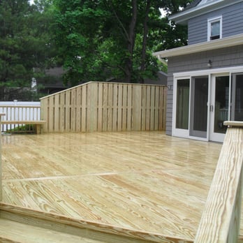 Deck Designs - Wood decking with privacy wall. Installed fall 2014 - Decks & Railing Near Me - Plainview, New York