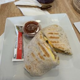 Sausage, egg and cheese breakfast burrito Sausage, egg and cheese breakfast burrito