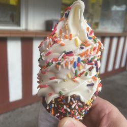 Custer's Last Stand - Soft serve waffle cone with sprinkles.