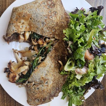 Brothers Cafe - Tiny mushrooms and chicken inside crepe - Comfort Food Near Me - Santa Rosa, California Brothers Cafe - Tiny mushrooms and chicken inside crepe - Comfort Food Near Me - Santa Rosa, California