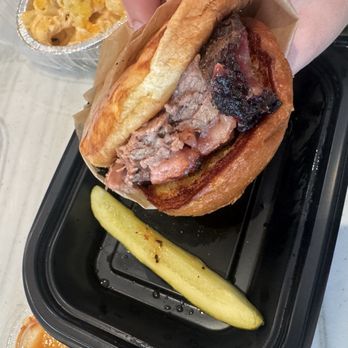 Bad to the Bone BBQ - Brisket Sandwich before I pulled out all the fat - Barbeque Near Me - San Juan Capistrano, California