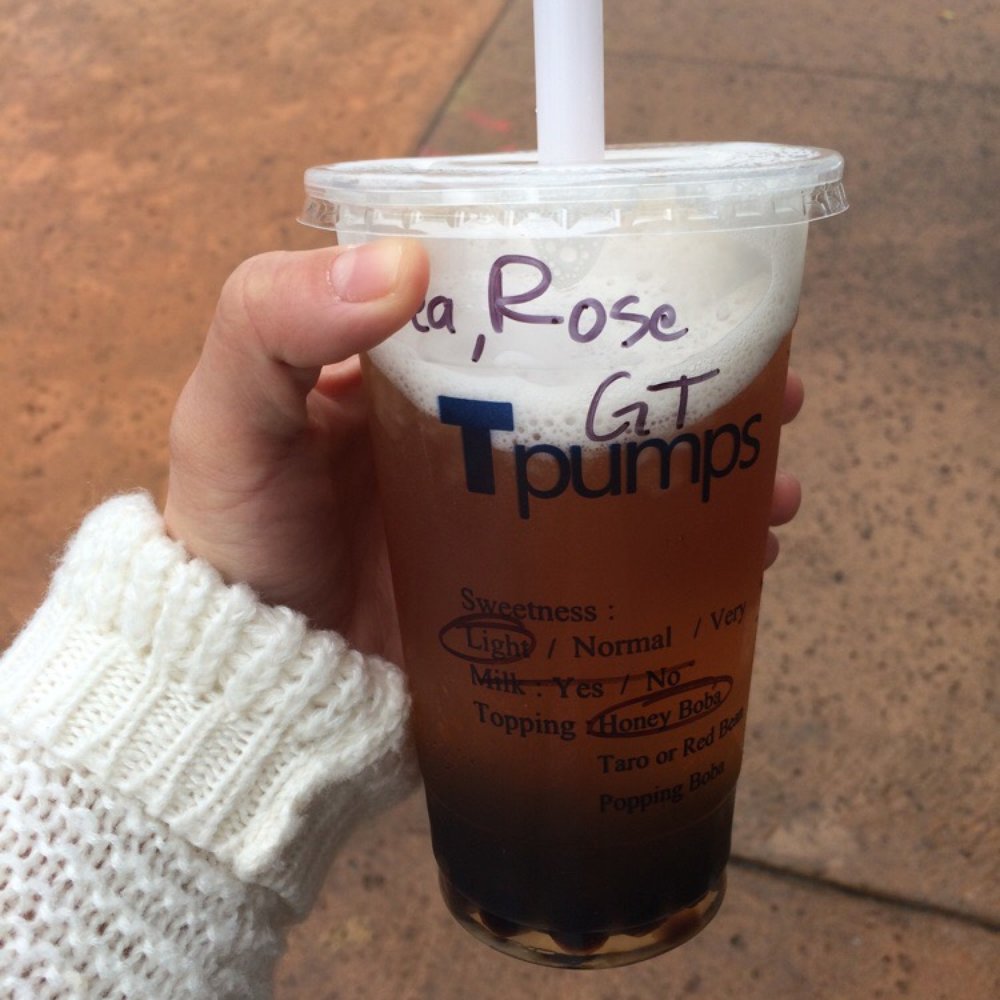 Tpumps - Pasadena - Peach rose green tea light sugar with boba - Bubble Tea Near Me - Pasadena, California Tpumps - Pasadena - Peach rose green tea light sugar with boba - Bubble Tea Near Me - Pasadena, California