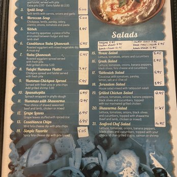 Casablanca - Menu - Middle Eastern Near Me - Memphis, Tennessee