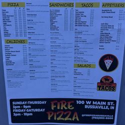 Fire Pizza  - New menu