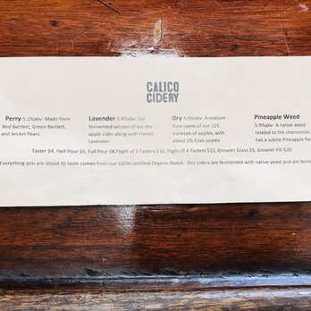 Calico Cidery - Menu - Cideries Near Me - Julian, California