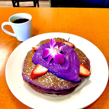Guieb Cafe - Ube Mascarpone Pancakes - New American Near Me - Honolulu, Hawaii