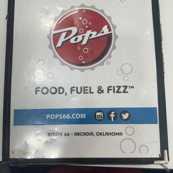 Pops - Front Menu Cover - Burgers Near Me - Arcadia, Oklahoma