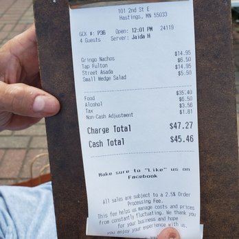 Lock and Dam Eatery - The bill, with 1 beer on it!!! - Italian Near Me - Hastings, Minnesota