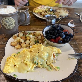 Egg Harbor Cafe - Lobster scrambler, potatoes and berry bowl. - Breakfast & Brunch Near Me - Chicago, Illinois Egg Harbor Cafe - Lobster scrambler, potatoes and berry bowl. - Breakfast & Brunch Near Me - Chicago, Illinois