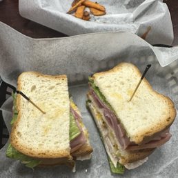 Ate my sweet potato fries before taking a pic of this club on GF bread Ate my sweet potato fries before taking a pic of this club on GF bread