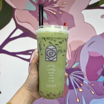 Moncha Cafe - Matcha Latte with Sakura boba - Bubble Tea Near Me - Rosemead, California