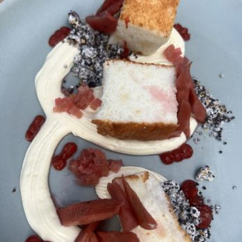 River Café - Angel food cake and rhubarb - Canadian (New) Near Me - Calgary, Alberta