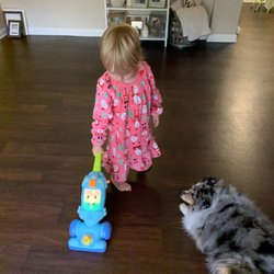 Oh! Baby - She got this super cute nightgown just in time for the Christmas season and this super adorable toy vacuum.