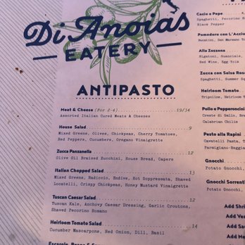DiAnoia's Eatery - Part of the appetizer menu. - Delis Near Me - Pittsburgh, Pennsylvania DiAnoia's Eatery - Part of the appetizer menu. - Delis Near Me - Pittsburgh, Pennsylvania