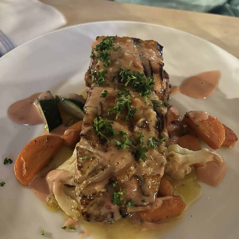 The Coastal Cabin - Salmon and crab cake duet - Comfort Food Near Me - Narragansett, Rhode Island The Coastal Cabin - Salmon and crab cake duet - Comfort Food Near Me - Narragansett, Rhode Island