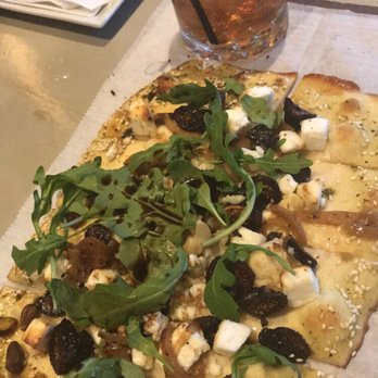 Death Ave - Fig Julep and savory sweet pizza with fig, pistachio, arugula & manouri cheese! Perfect pairing! - Greek Near Me - New York, New York Death Ave - Fig Julep and savory sweet pizza with fig, pistachio, arugula & manouri cheese! Perfect pairing! - Greek Near Me - New York, New York