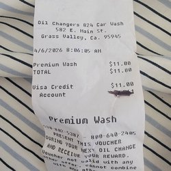 Oil Changers & Carwash - April 6 receipt
