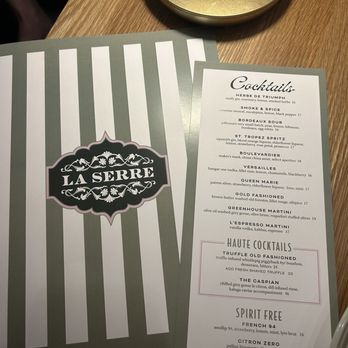 La Serre - cocktail menu - French Near Me - Chicago, Illinois