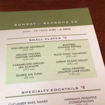 Seasons 52 - Happy hour small plates menu - New American Near Me - Orlando, Florida