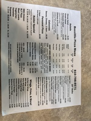 Menu photo 2 Buccilli's Pizza & Cakes Almont, MI Menu photo 2 Buccilli's Pizza & Cakes Almont, MI