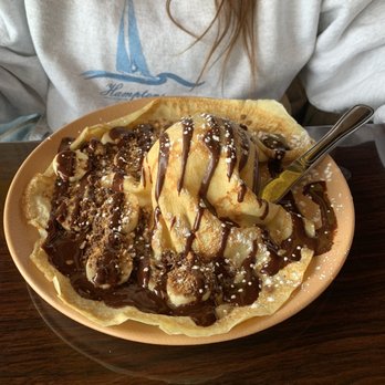 White Rabbit Dessert Experience - Peanut butter ice cream stuffed French Crepe with bananas, chocolate syrup and crushed peanut butter cups! Amazing!! - Desserts Near Me - Rochester, New York White Rabbit Dessert Experience - Peanut butter ice cream stuffed French Crepe with bananas, chocolate syrup and crushed peanut butter cups! Amazing!! - Desserts Near Me - Rochester, New York