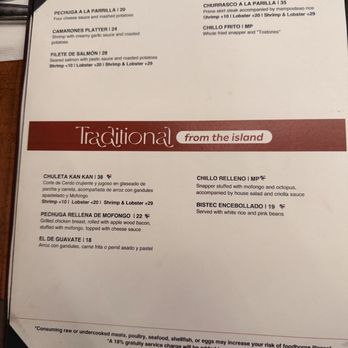 Mofongo  Restaurant - Menu page 4 - Puerto Rican Near Me - Miami, Florida