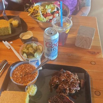 Sweetwood BBQ - Pulled pork bbq ribs corn bread beans pickles - Barbeque Near Me - Wenatchee, Washington