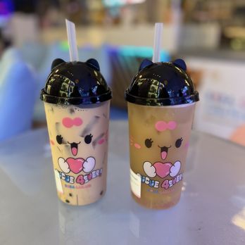 Boba CuCue - Royal Milk Tea (24 oz) $5.49 and White Peach Smash Oolong Tea $5.99 - Bubble Tea Near Me - Gilbert, Arizona