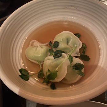 Double Knot - Edamame Dumpling (with truffle, pea shoot, and sake broth) - Sushi Bars Near Me - Philadelphia, Pennsylvania