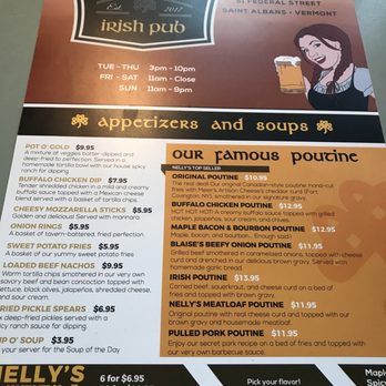 Durty Nelly's - a menu for a restaurant - Irish Pub Near Me - Saint Albans City, Vermont Durty Nelly's - a menu for a restaurant - Irish Pub Near Me - Saint Albans City, Vermont