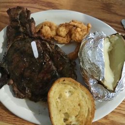 The surf and turf. After I ate three shrimp. The surf and turf. After I ate three shrimp.