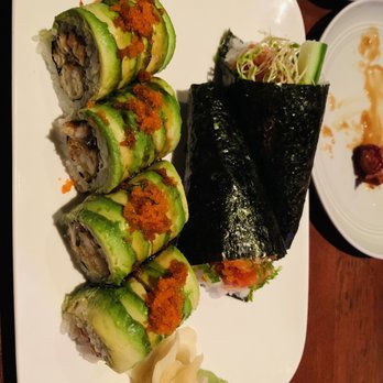 Yamazaru - Sambal hand roll and green dragon roll - Sushi Bars Near Me - Charlotte, North Carolina Yamazaru - Sambal hand roll and green dragon roll - Sushi Bars Near Me - Charlotte, North Carolina