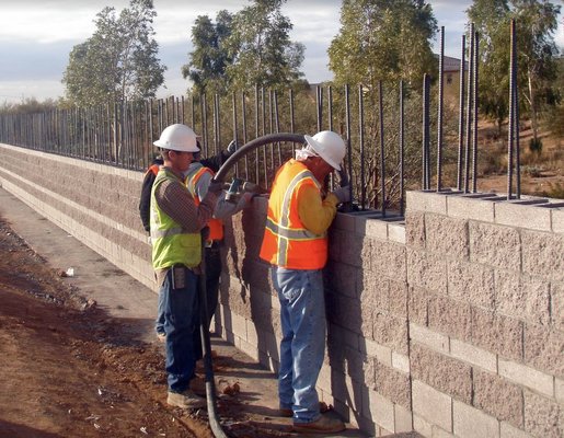 Retaining Wall Concrete Pumping - Masonry Grouting, Retaining Walls, ICF Walls, Rip Rap, Driveways, Foundations, Patios, Slabs, Decks, Footing, Shotcrete, Sidewalks, Decks, Footings, ICF Walls, Patios, Rip Rap,Sidewalks, Driveways, etc.