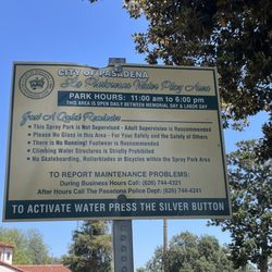 La Pintoresca Park - Spray park rules and schedule