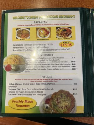 Menu photo 5 Speedy Joe's Palmdale, CA