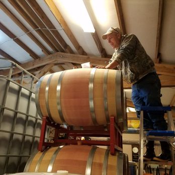 Woohoo winery - Mike topping our reds - Wine Tasting Room Near Me - Raymond, Washington