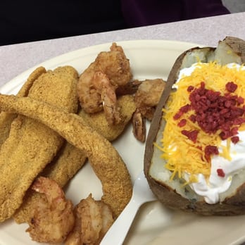 Jenny's Fried Chicken - Seafood platter with baked potato all the way - Chicken Shop Near Me - Kirbyville, Texas Jenny's Fried Chicken - Seafood platter with baked potato all the way - Chicken Shop Near Me - Kirbyville, Texas