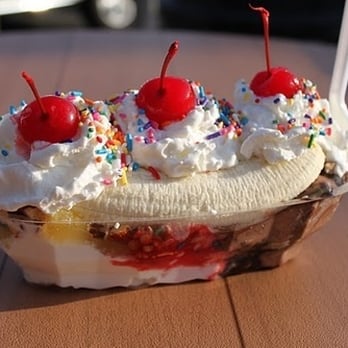Summer Scoops - a banana split with whipped cream and cherries - Ice Cream & Frozen Yogurt Near Me - Plainville, Massachusetts Summer Scoops - a banana split with whipped cream and cherries - Ice Cream & Frozen Yogurt Near Me - Plainville, Massachusetts