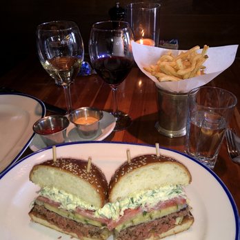 The Honor Bar - Honor bar burger with fries and wine. - American Near Me - Dallas, Texas The Honor Bar - Honor bar burger with fries and wine. - American Near Me - Dallas, Texas