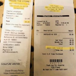 The Vegas Store - Two receipts from the same transaction with different store names, addresses, phone numbers and amounts!